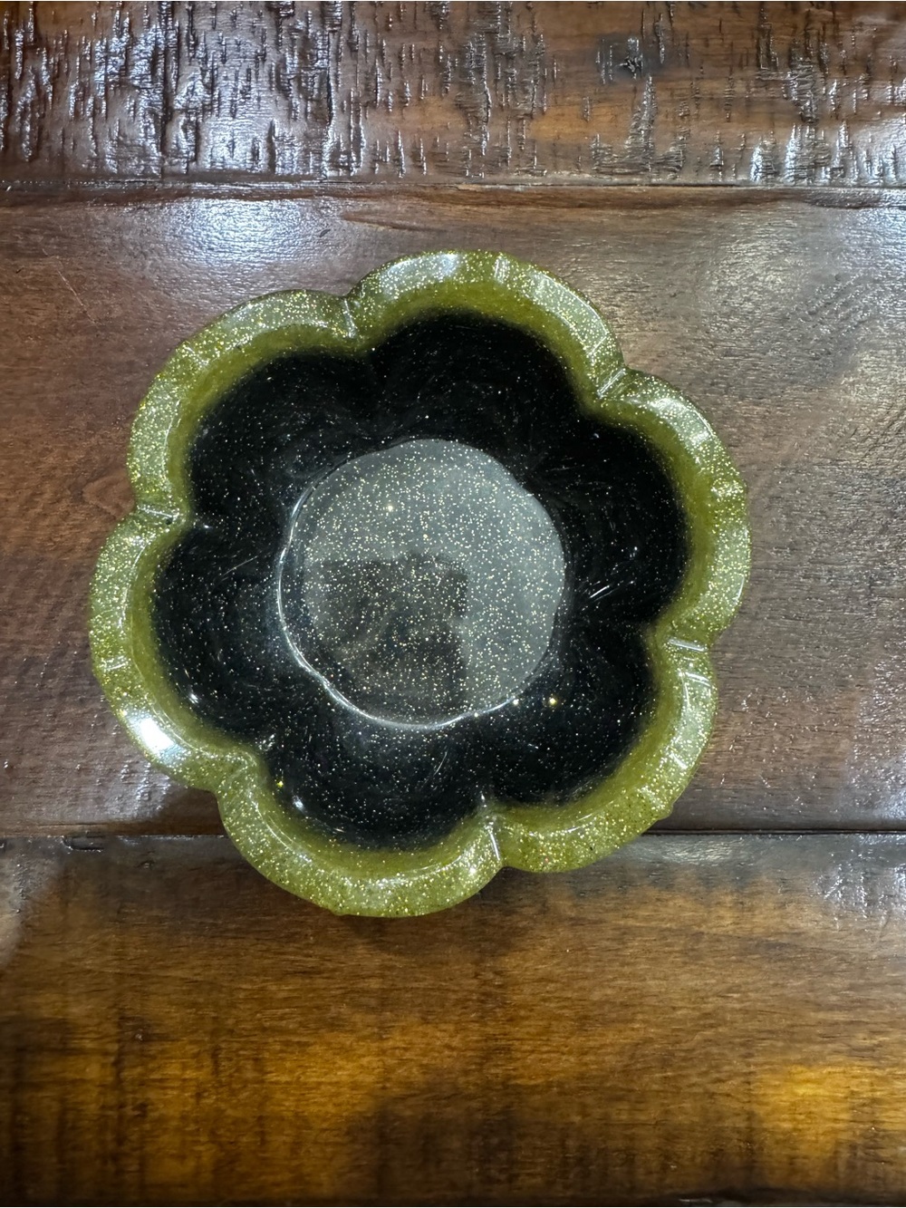 Glitter Resin Flower Bowl - Gold and Black